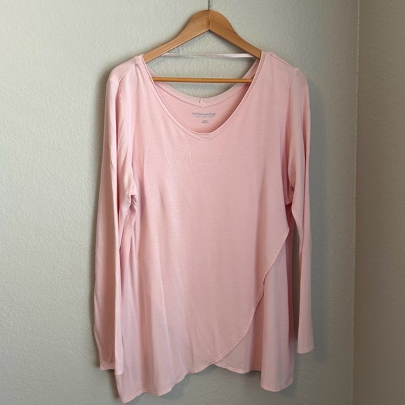Soft Surroundings Women’s Baby Pink Long Sleeve Asymmetrical Layered Top, XL - Picture 1 of 6